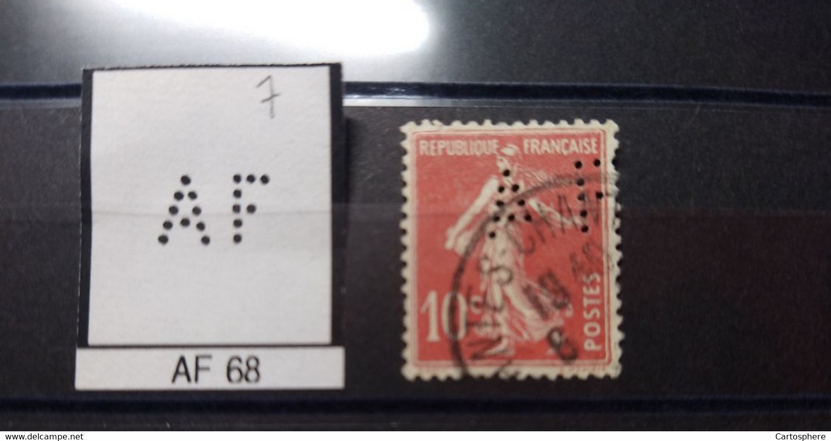 FRANCE TIMBRE  AF 68  INDICE 7 SUR SEMEUSE   PERFORE PERFORES PERFIN PERFINS PERFO PERFORATION PERFORIERT LOCHUNG - Usati