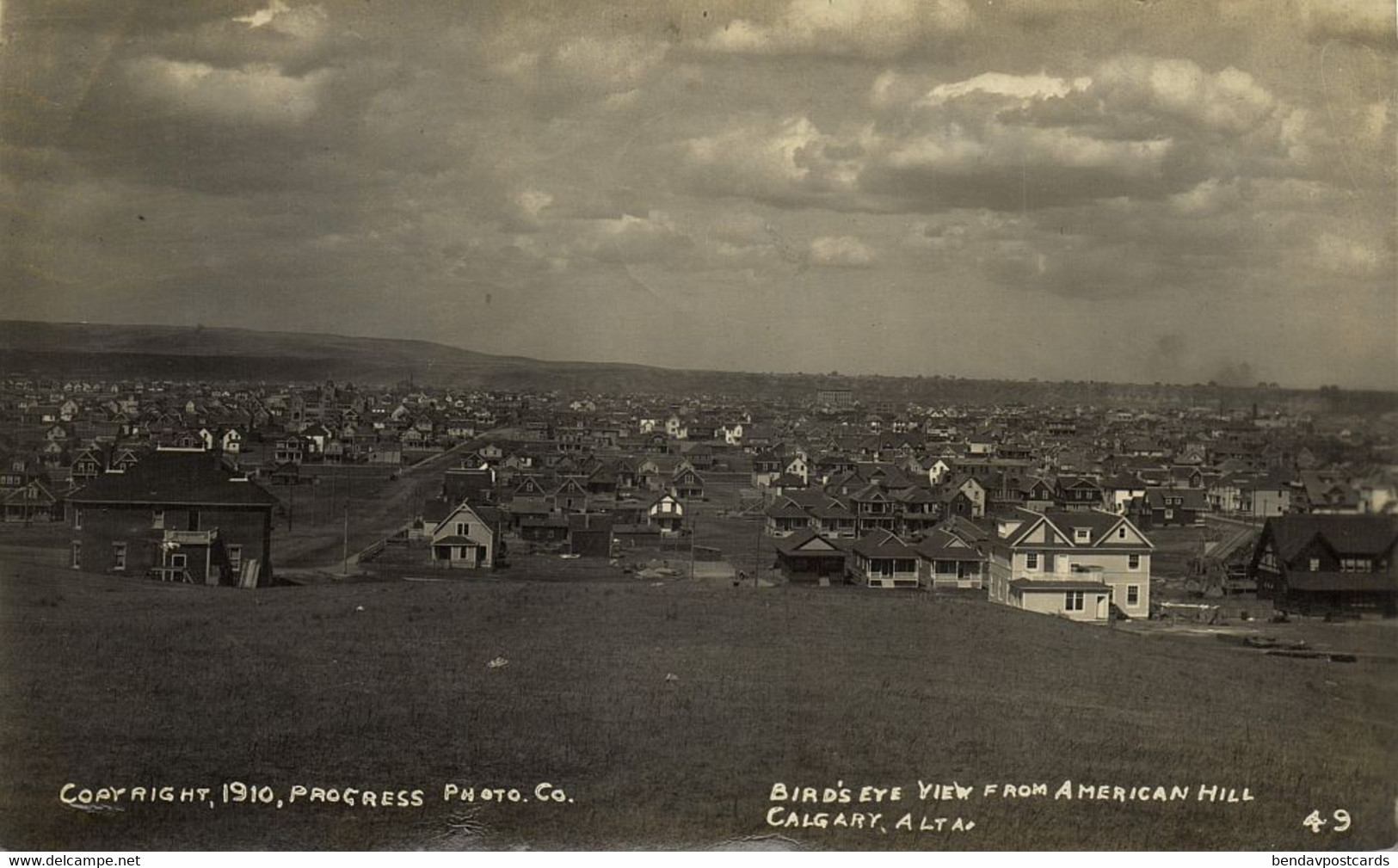 Canada, CALGARY, Alberta, Birds Eye View American Hill (1910) Progress Photo Co. - Calgary