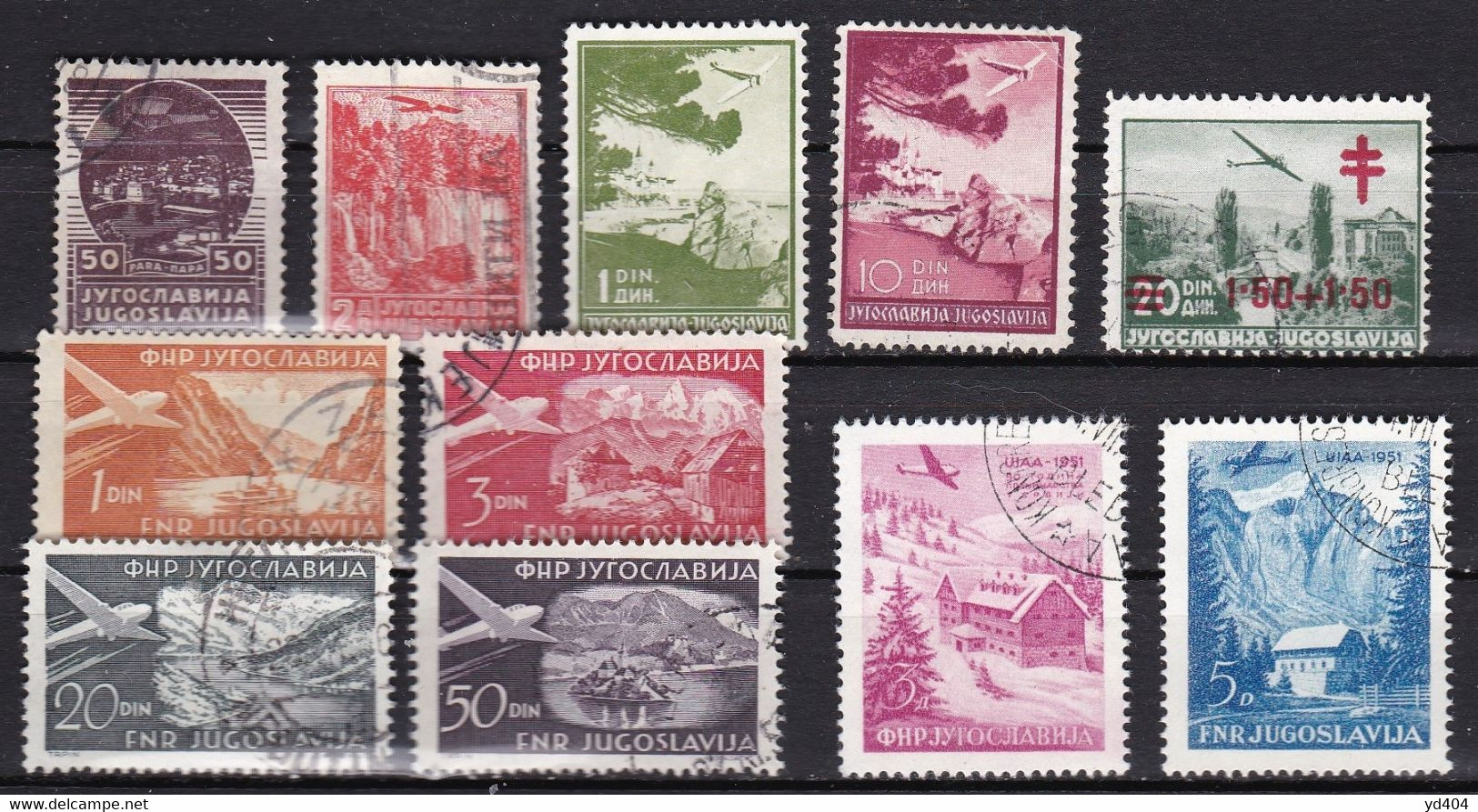 YU410 – YOUGOSLAVIA – AIRMAIL – 1934-51 – USED LOT – Y&T # 1→43 CV 9 € - Luftpost