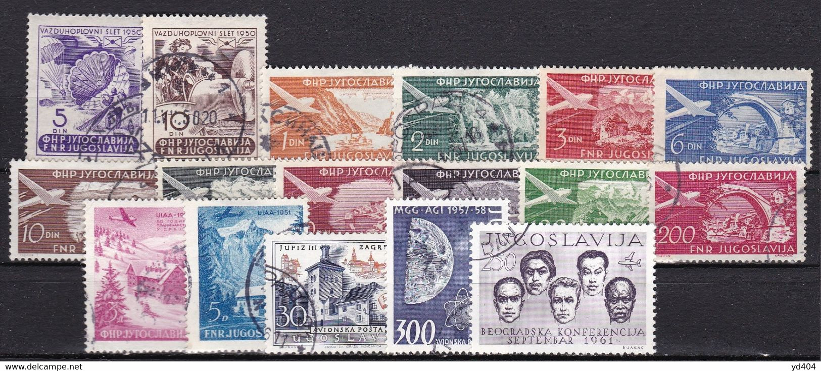 YU411 – YOUGOSLAVIA – AIRMAIL – 1950-61 – USED LOT – Y&T # 29→52 CV 25,65 € - Luftpost