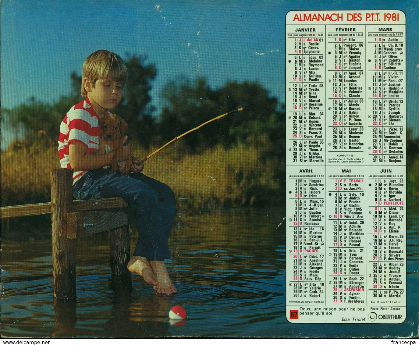 058 - ALMANACH DES P.T.T  1981     -  ANNEE DE VOTRE NAISSANCE - Big : 1981-90