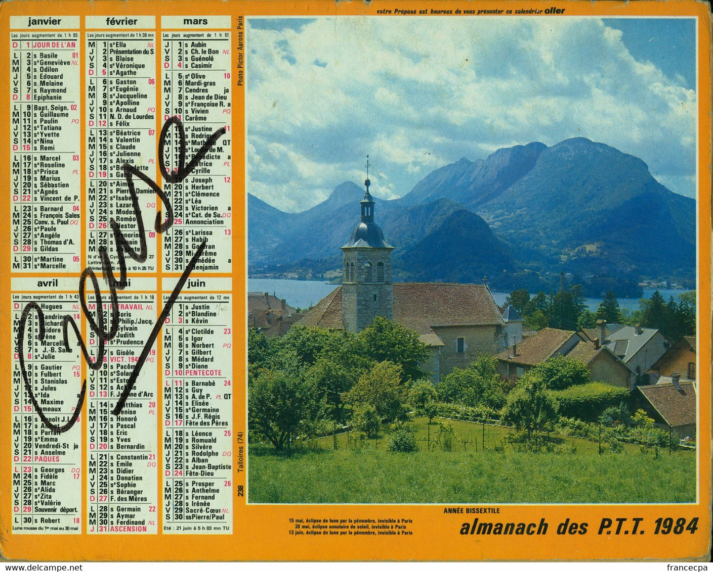 070 - ALMANACH DES P.T.T  1984     -  ANNEE DE VOTRE NAISSANCE - Grand Format : 1981-90