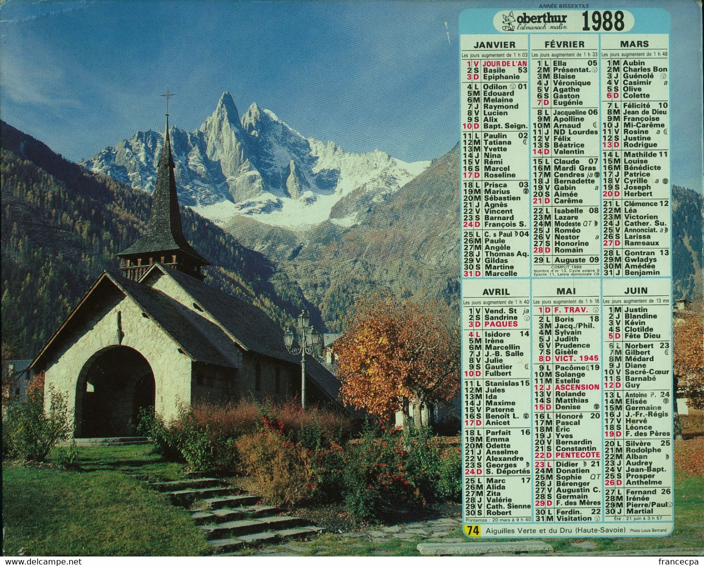 077 - ALMANACH DES P.T.T  1988     -  ANNEE DE VOTRE NAISSANCE - Grand Format : 1981-90