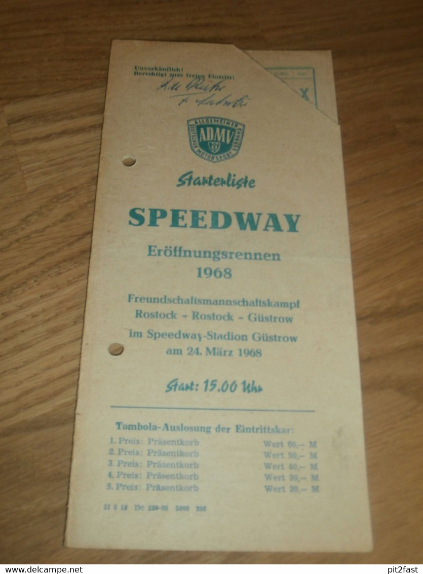 Speedway Güstrow 24.03.1968 , Rostock - Güstrow , Programmheft / Programm / Rennprogramm , Program !!! - Motos