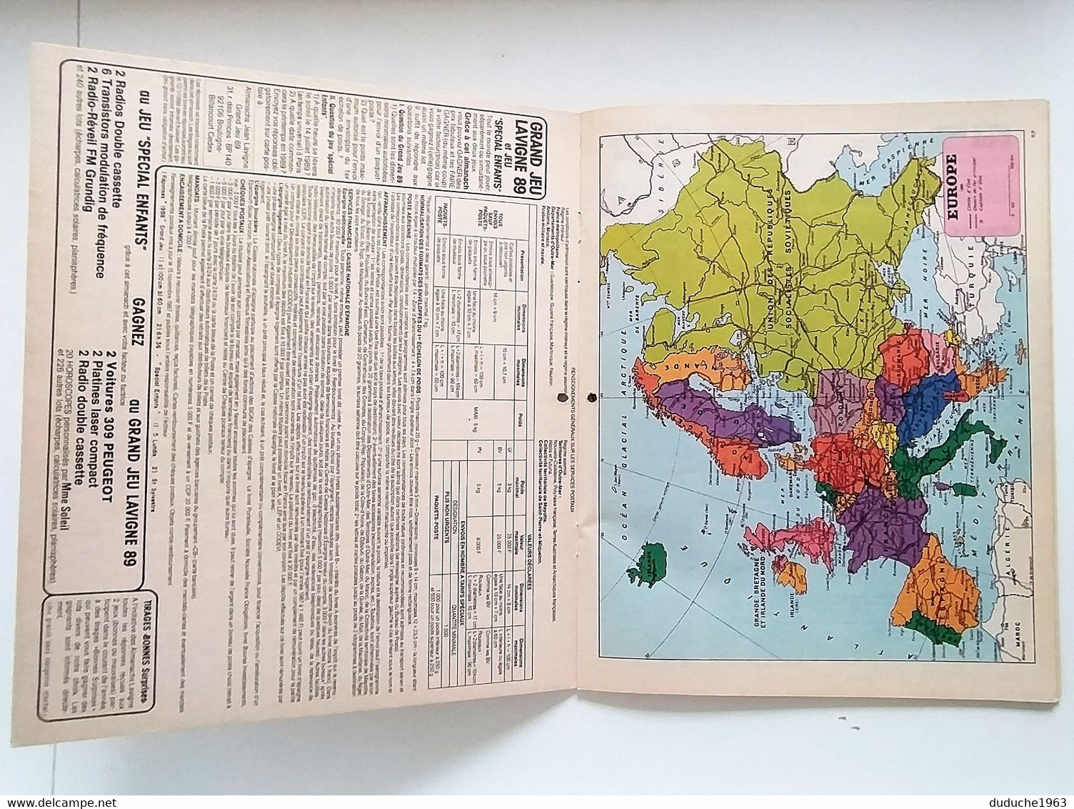 Calendrier La Poste - Almanach PTT 1989 - Paris - Formato Grande : 1981-90