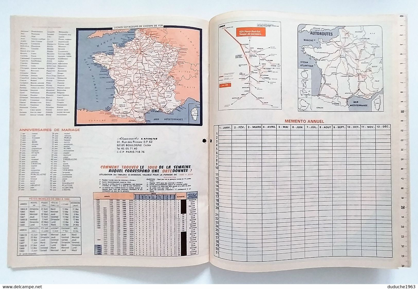 Calendrier La Poste - Almanach PTT 1989 - Paris