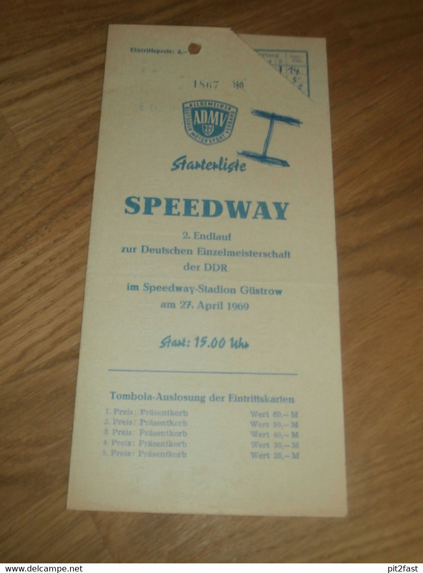 Speedway Güstrow 27.04.1969 , DDR Meisterschaft , Programmheft / Programm / Rennprogramm , Program !!! - Motos