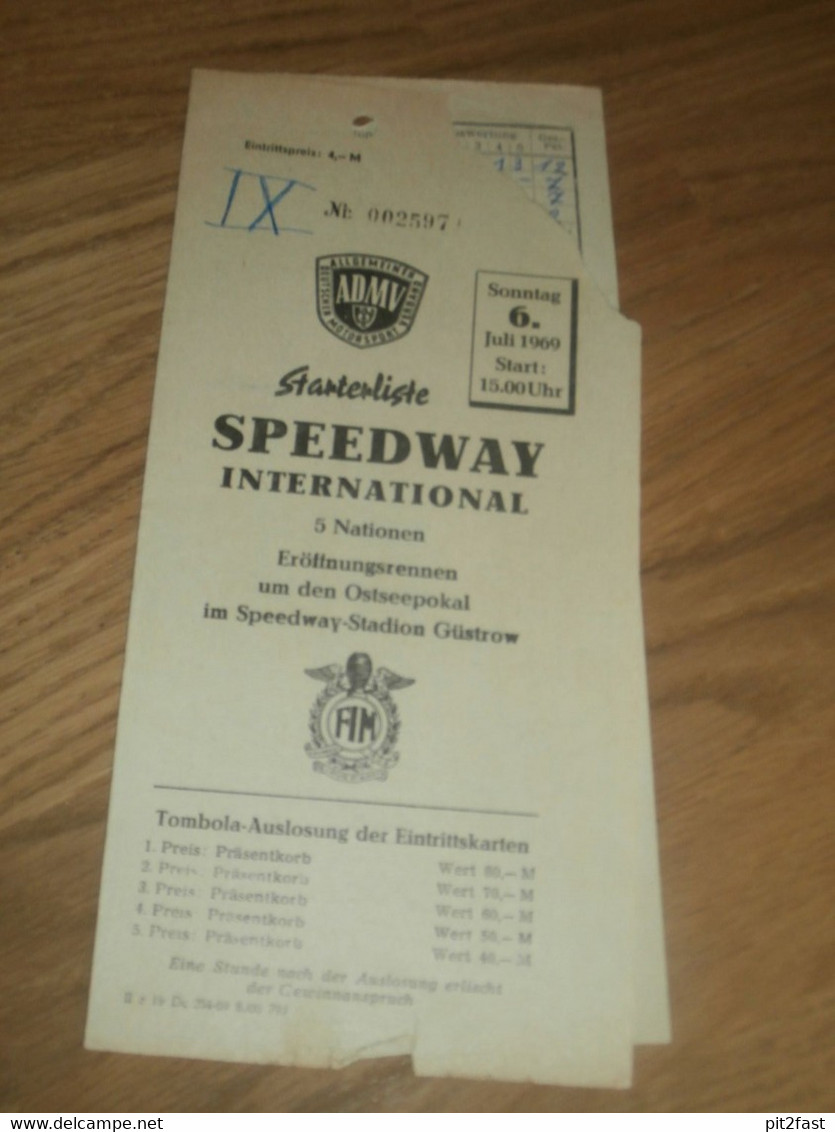 Speedway Güstrow 6.7.1969 , International , Programmheft / Programm / Rennprogramm , Program !!! - Motos