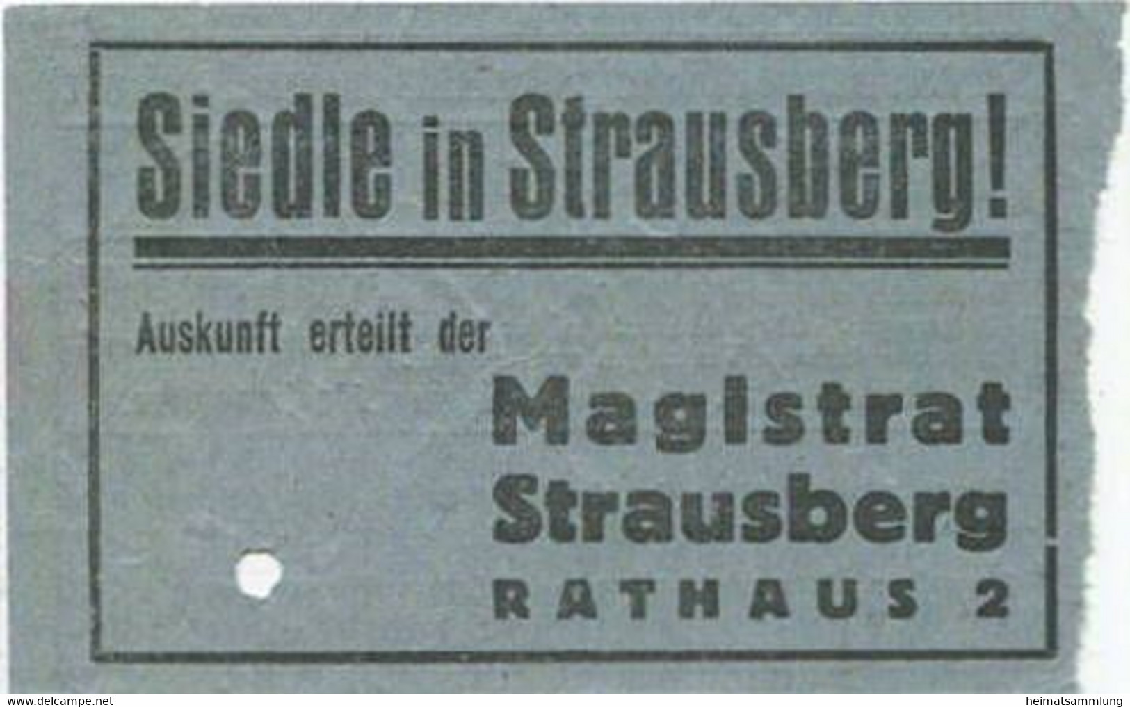 Deutschland - Strausberg - Strausberger Eisenbahn Aktiengesellschaft - Ganze Strecke Fahrschein RM 0.15 - Europa