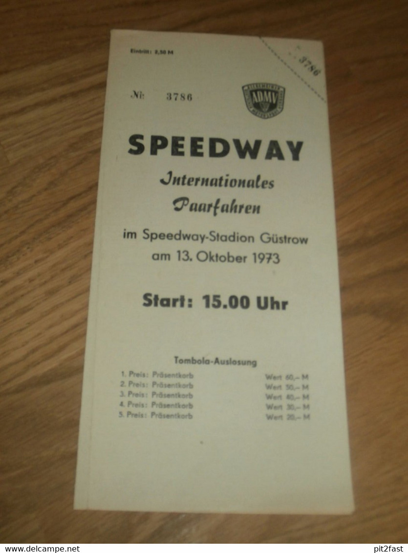 Speedway Güstrow 13.10.1973 , International , Programmheft / Programm / Rennprogramm , Program !!! - Motos