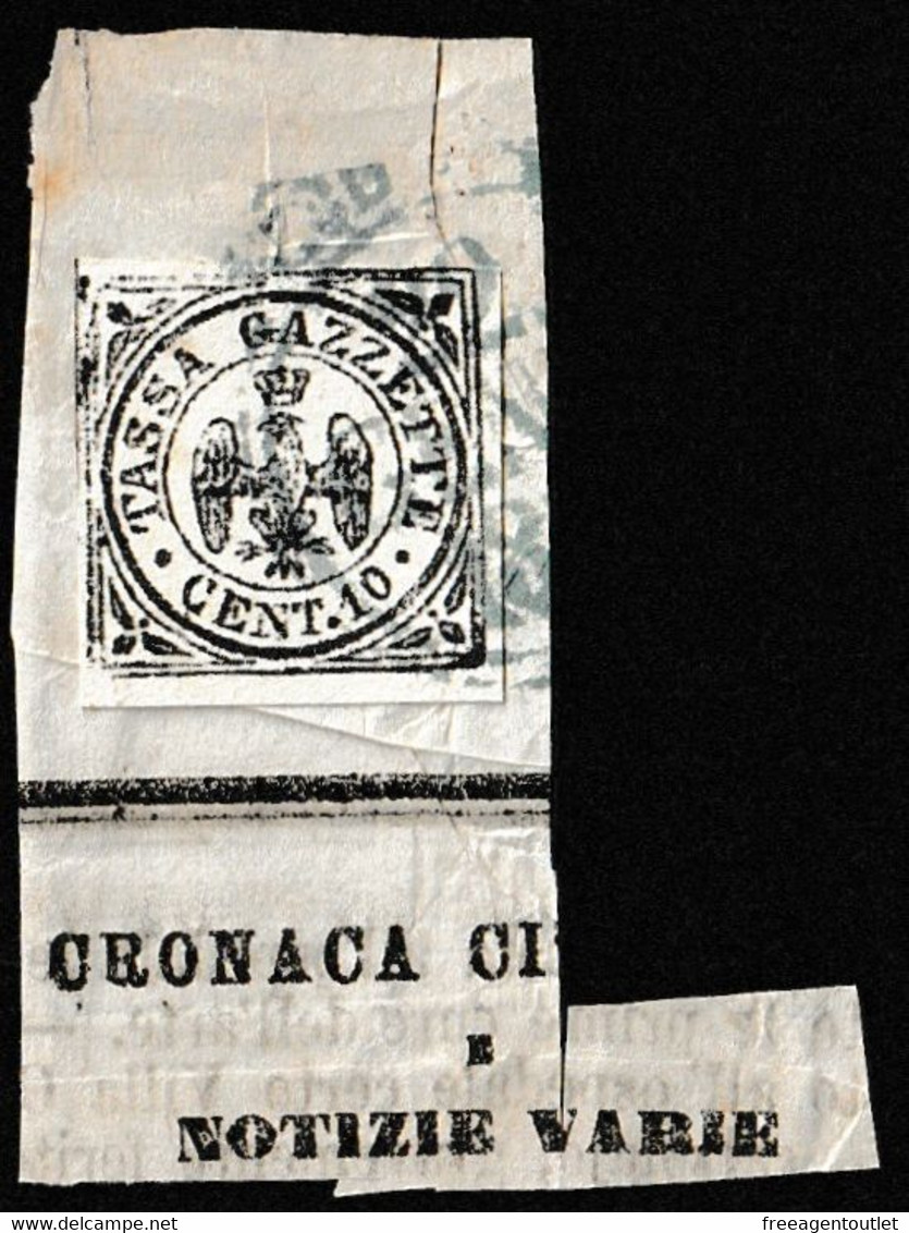 Modena - 1859 10c. - USED On Fragment - Antichi Stati Italiani - CV 3750€ - Modena