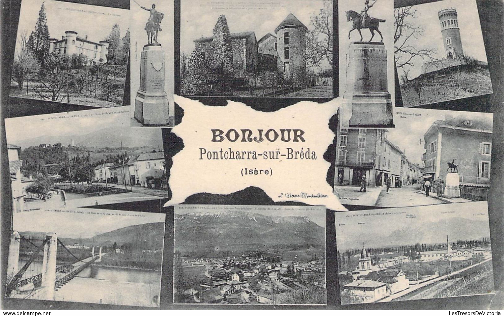 CPA France - Isère - Bonjour - Pontcharra Sur Bréda - Oblitérée Isère 1921 - Multiples Photos - Pont - Monument - Statue - Pontcharra