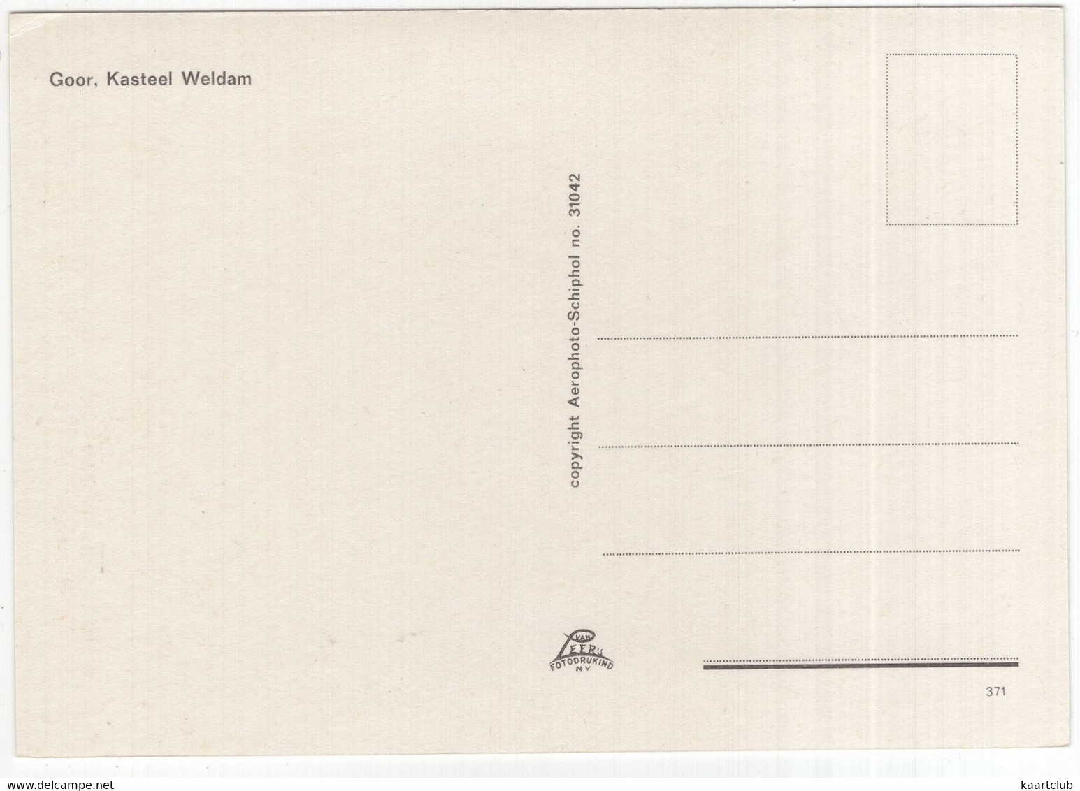 Goor - Kasteel 'Weldam' - (Ov., Nederland/Holland) - Aerophoto-Schiphol No 31042 - Goor