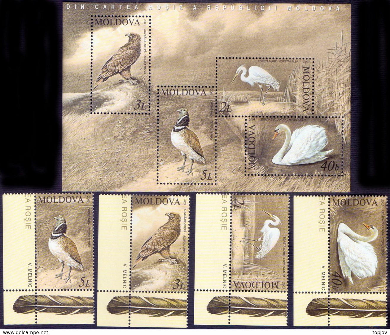 MOLDOVA - BIRDS - DUCK - EAGLE - **MNH - 2003 - Swans