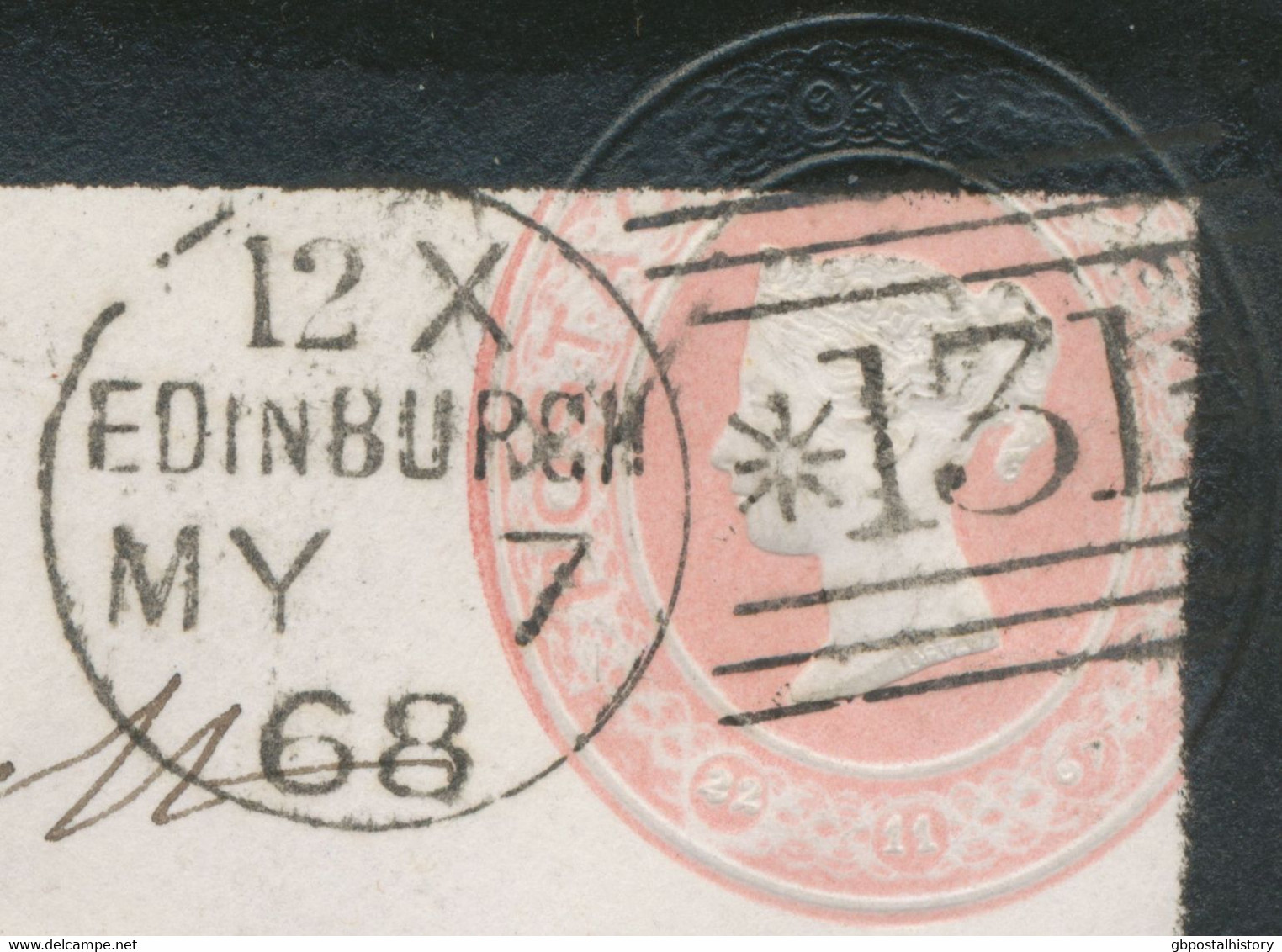 GB „131 / EDINBURGH“ Scottish Duplex Postmark (between 3 Thin Bars, Different Lenght, 131 Between Stars) On VF PS - Covers & Documents