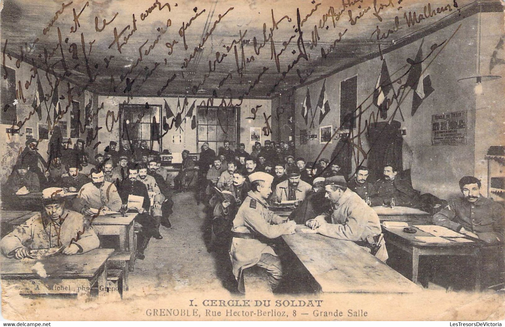 CPA France - Isère - I. Cercle Du Soldat - Grenoble Rue Hector Berlioz 8 - Grande Salle - Oblitérée 1917 - Cachet Mauve - Grenoble