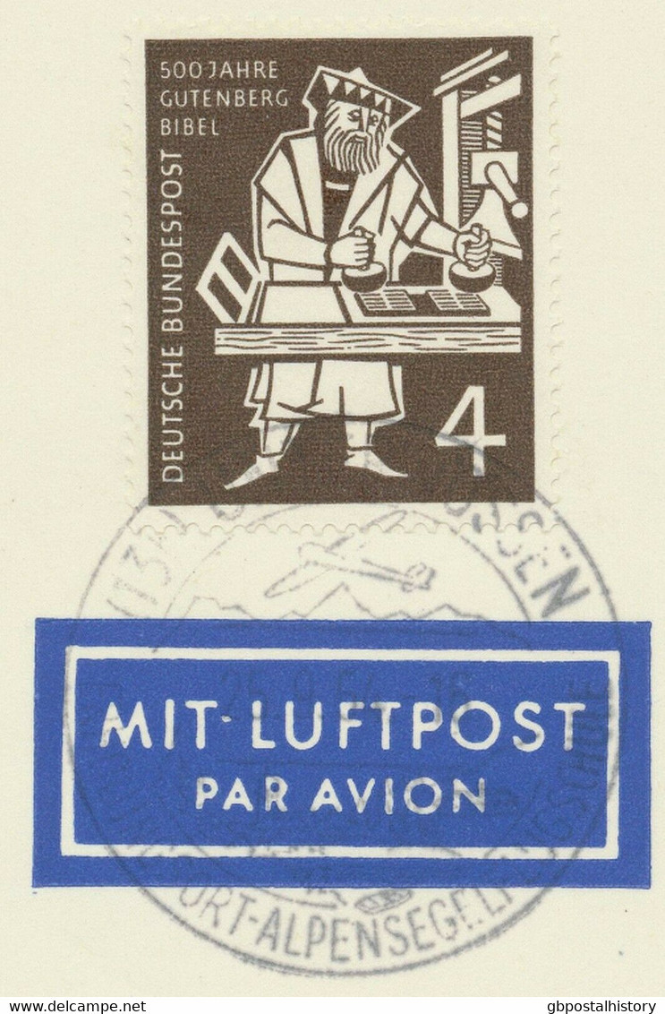 BUNDESREPUBLIK 1954 Privat-Luftpost-GA Heuß 5+4 Pf M. Zusatzfrankatur SEGELFLUG - Privatpostkarten - Gebraucht