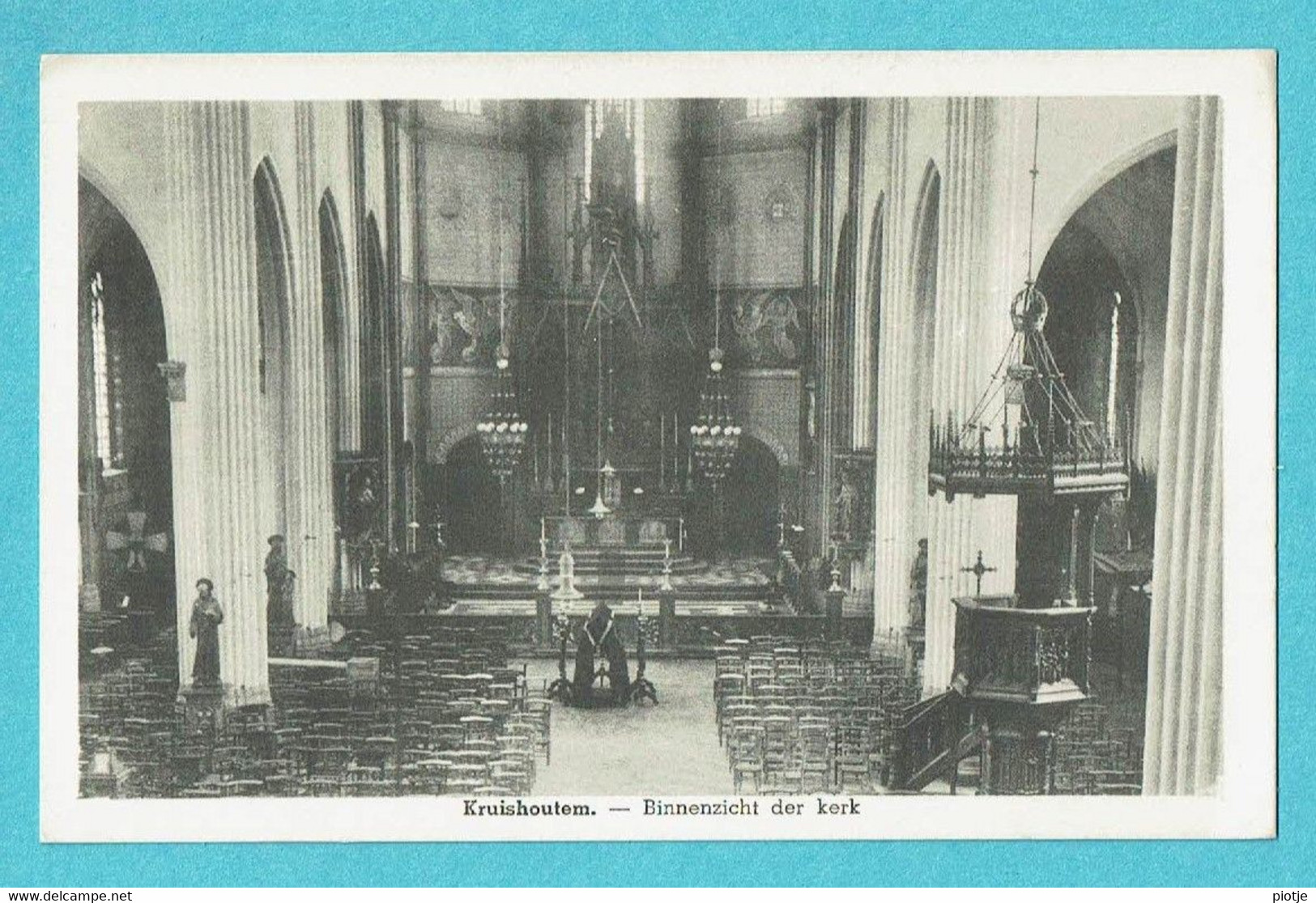 * Kruishoutem - Cruyshautem * Binnenzicht Der Kerk, Intérieur De L'église, Autel, Chaire De Vérité, Old, Rare - Kruishoutem