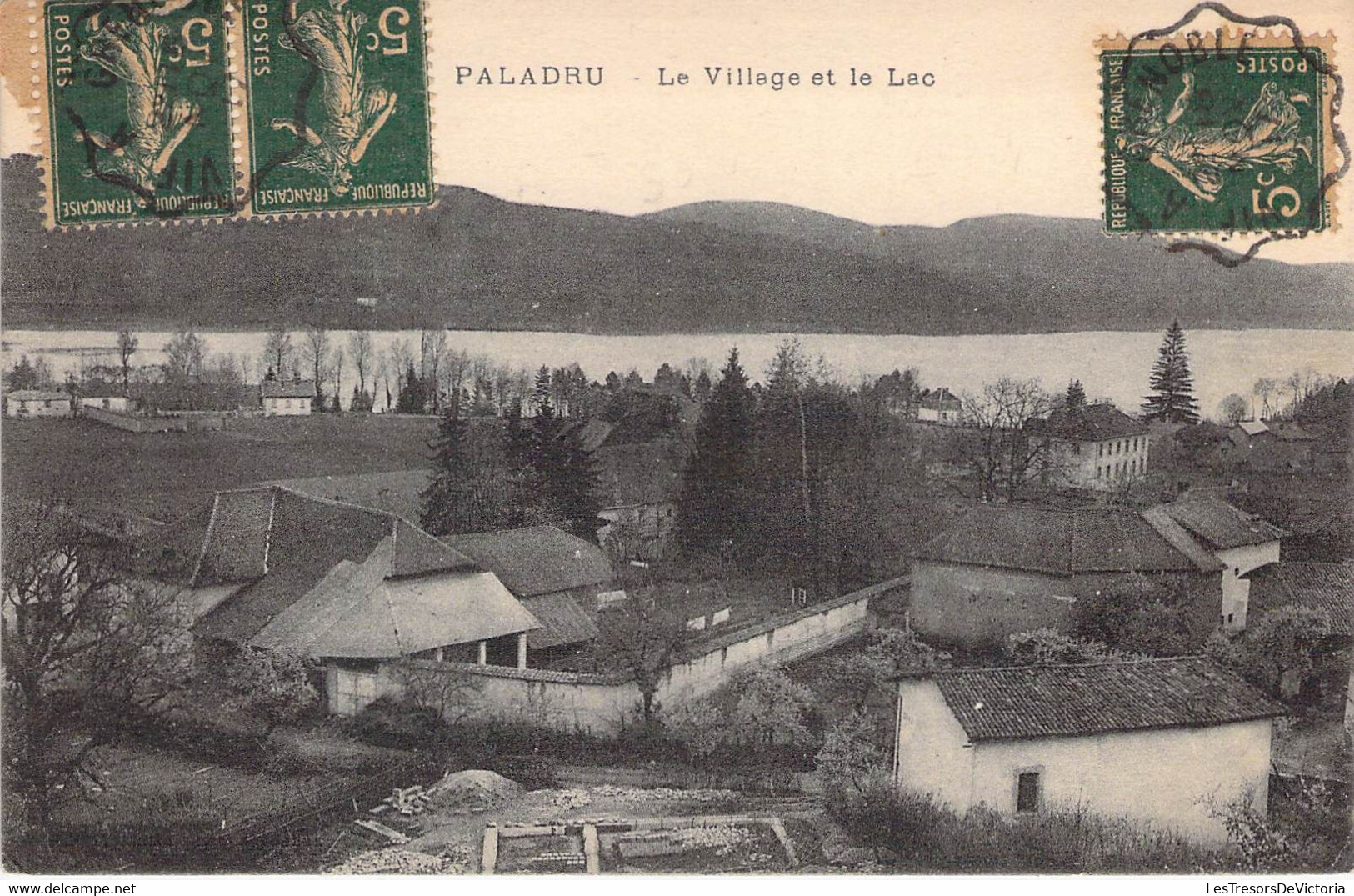 CPA France - Isère - Paladru - Le Village Et Le Lac - Oblitération Ambulante De Vif à Grenoble 1911 - Imp. B & G Lyon - Paladru
