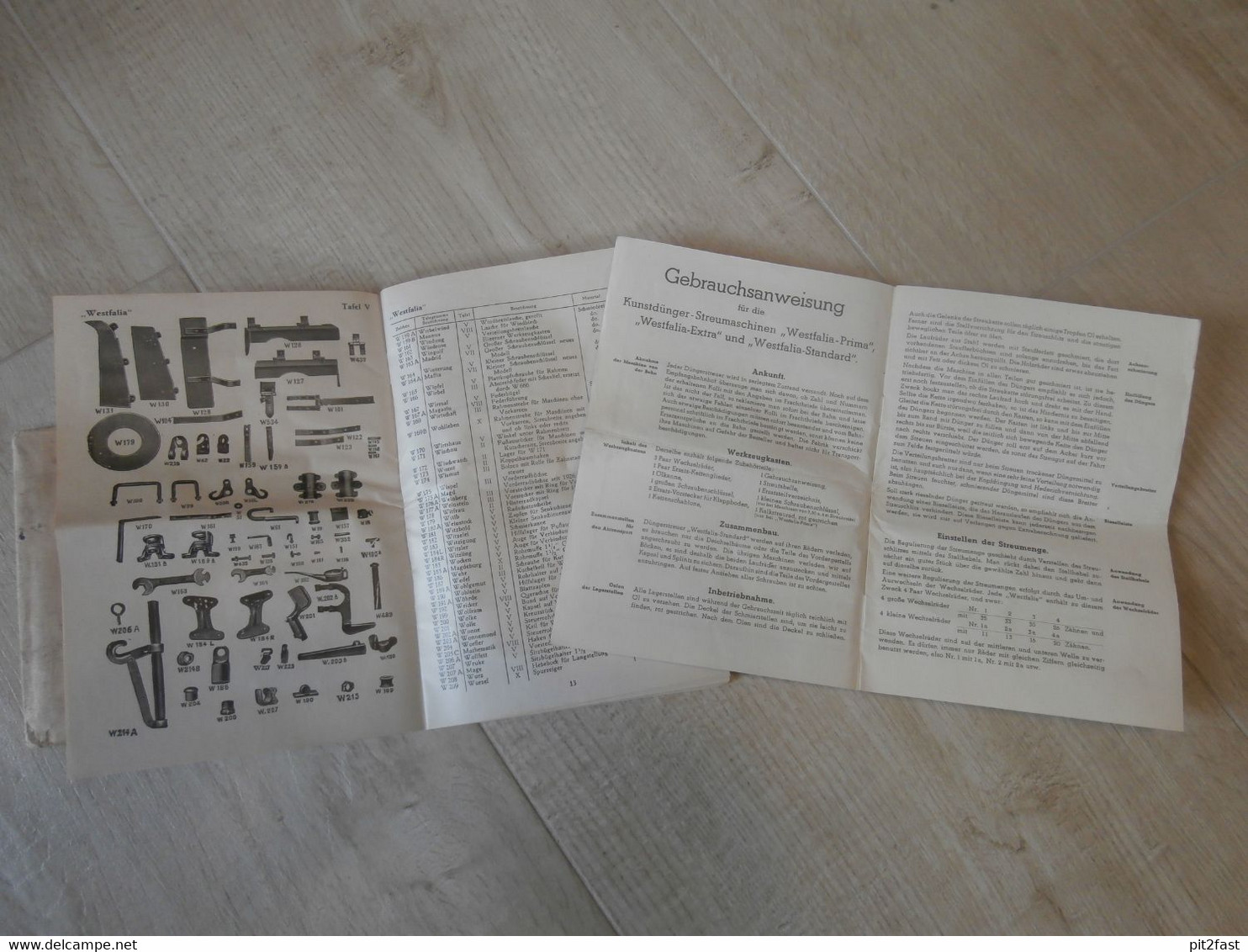 Ersatzteilliste Westfalia Prima Standard Extra Streumaschine , Gebrauchsanweisung , Ersatzteilkatalog , Düngerstreuer - Maschinen