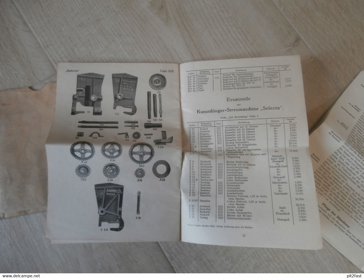 Ersatzteilliste Westfalia Prima Standard Extra Streumaschine , Gebrauchsanweisung , Ersatzteilkatalog , Düngerstreuer - Tools