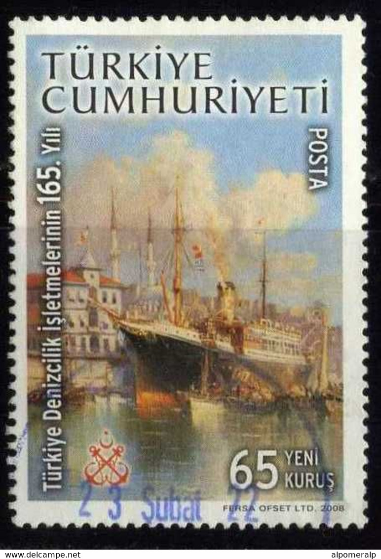 Türkiye 2008 Mi 3716 Steamship In Harbor, Maritime, Painting, Ship - Used Stamps