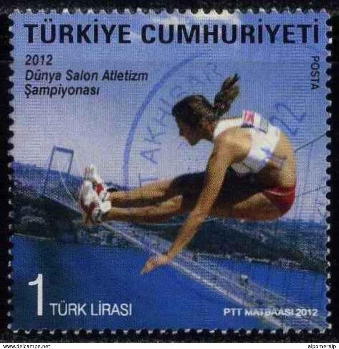 Türkiye 2012 Mi 3937 Long Jumping, World Indoor Athletics Championships, Bridge, Athlete, Sport - Used Stamps