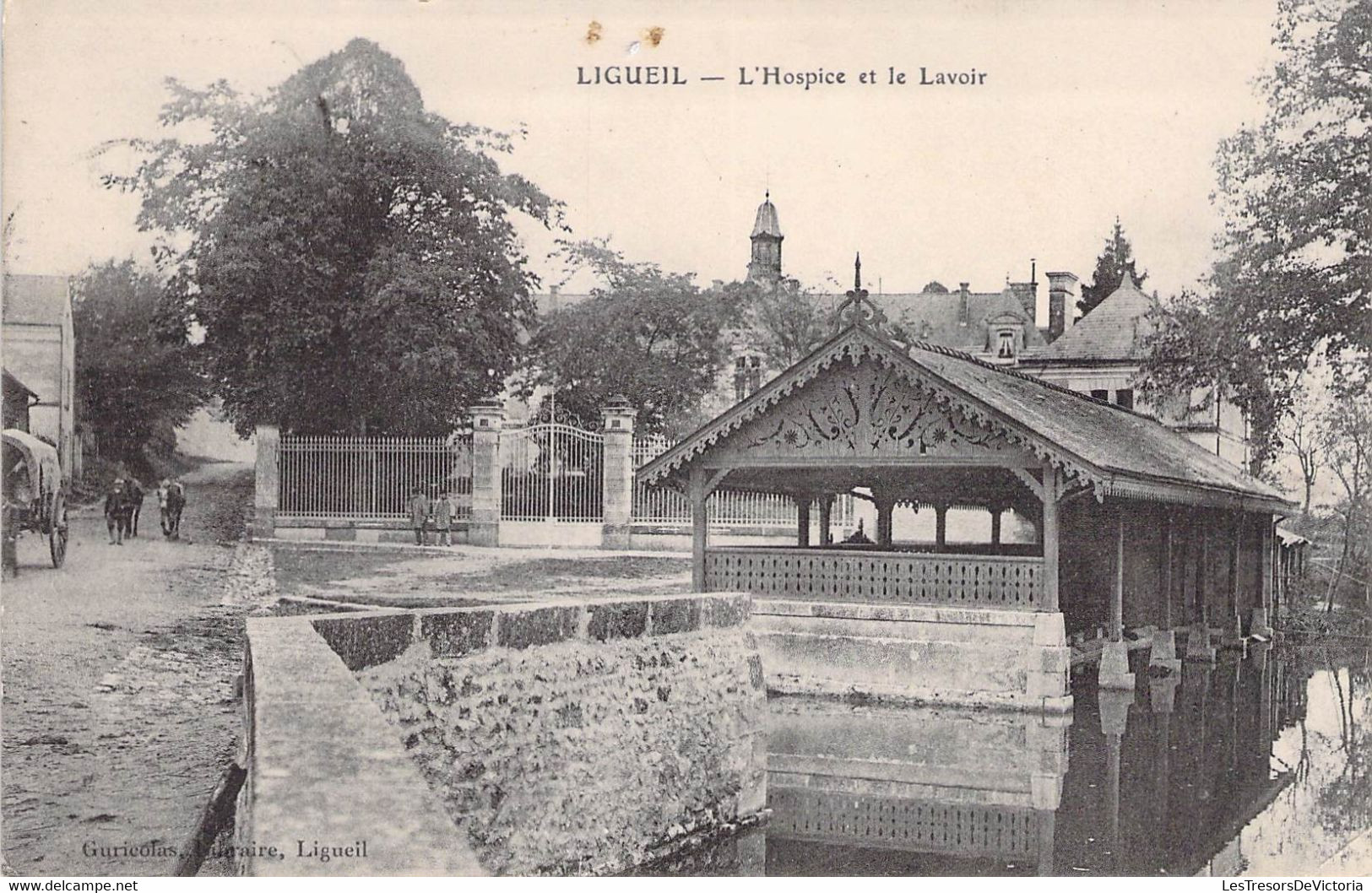 CPA France - Indre Et Loire - Ligueil - L Hospice Et Le Lavoir - Guricolas Libraire - Oblitération Ambulante Juin 1908 - Autres & Non Classés