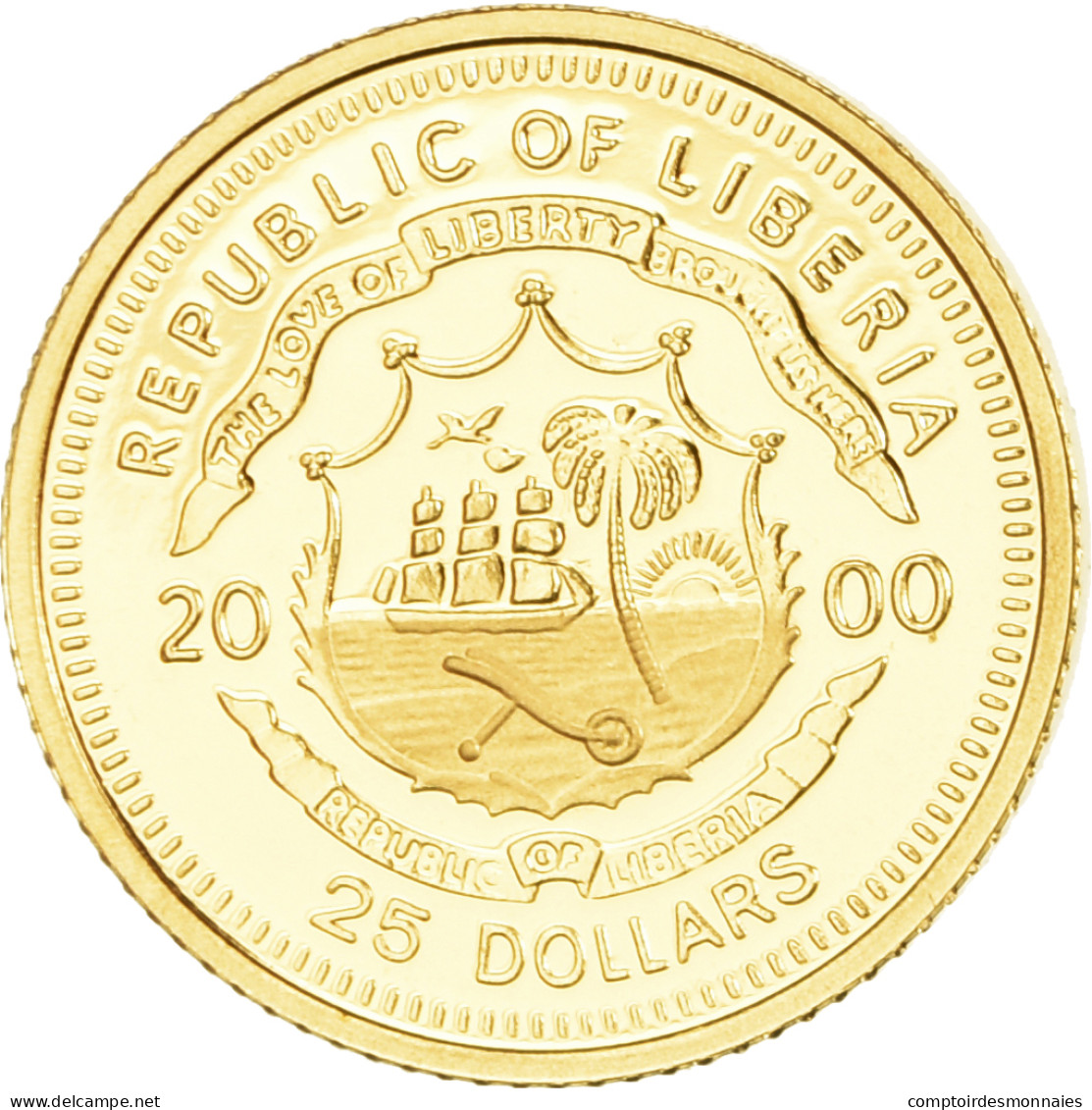 Monnaie, Libéria, Christophe Colomb, 25 Dollars, 2000, American Mint, Proof - Liberia