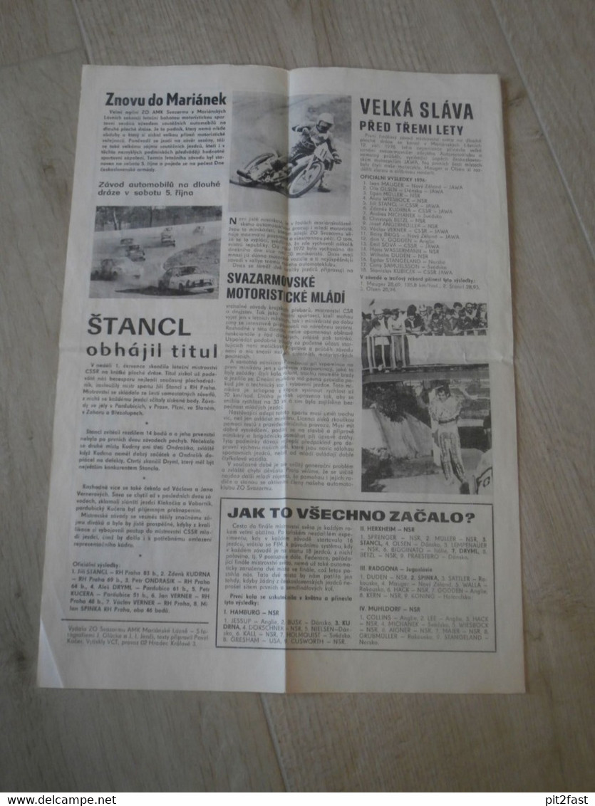 Marienbad 9.9.1979 , Weltmeisterschaft Finale , Langbahn , Sandbahn , Speedway , Zeitung !!! - Motos