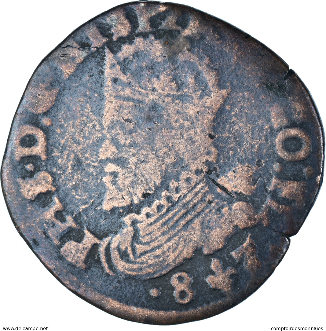 Monnaie, Pays-Bas Espagnols, Philippe II, Liard, 1587, Bruges, TB+, Cuivre - Spanish Netherlands