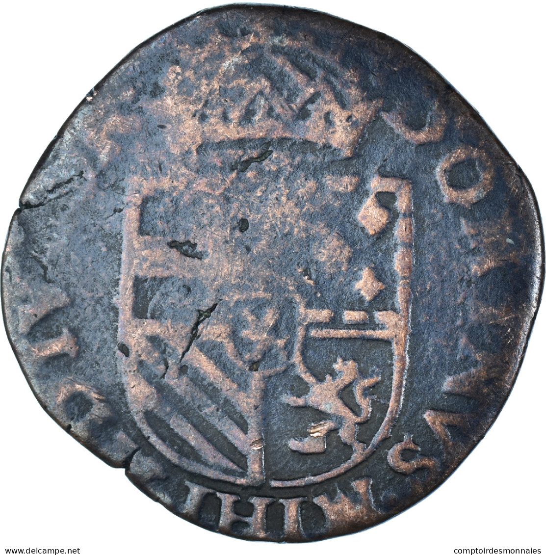 Monnaie, Pays-Bas Espagnols, Philippe II, Liard, 1587, Bruges, TB+, Cuivre - Pays Bas Espagnols