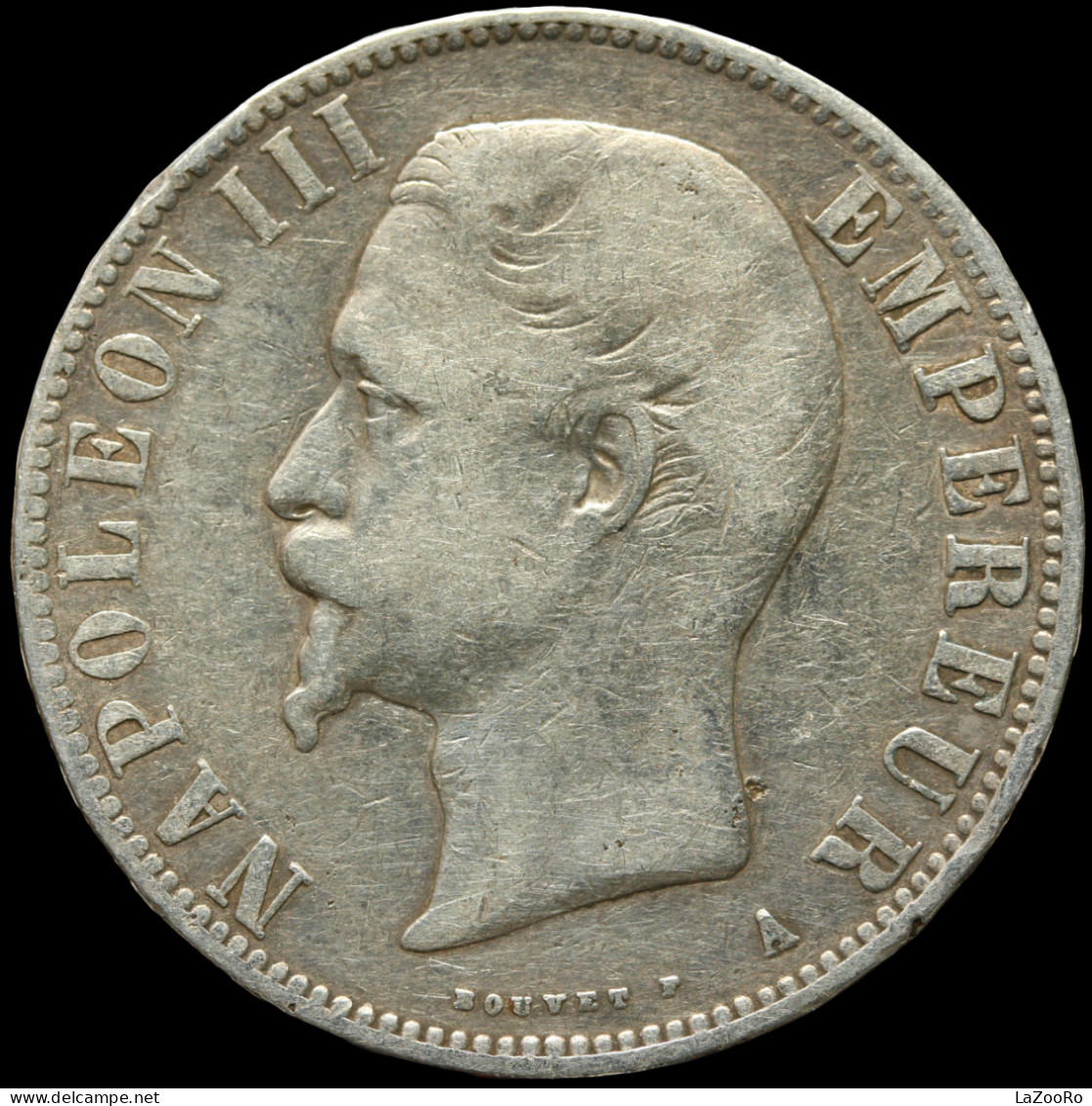 LaZooRo: France 5 Francs 1856 A VF - Silver - 5 Francs