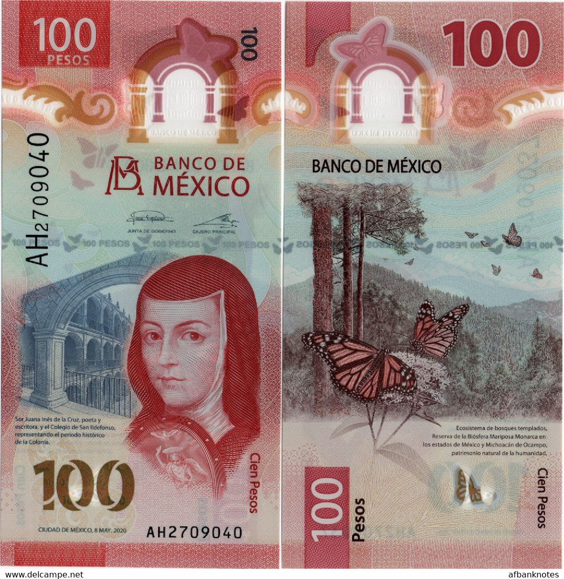 MEXICO        100 Pesos       P-W134       8.5.2020       UNC  [sign. Espinosa - Prefix AH] - Mexiko