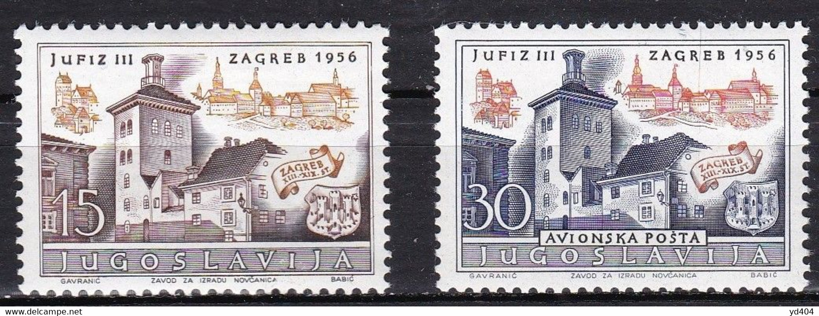 YU431 – YOUGOSLAVIA – AIRMAIL - 1956 – PHIL. EXHIB. JUFIZ III – SG # 817/8 MNH 9 € - Luchtpost