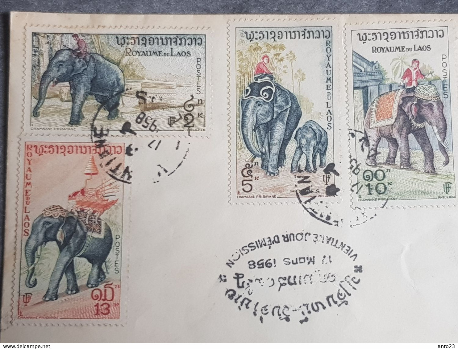 Laos // Royaume Du Laos / 17 Mars 1958 Vientiane Jour D'émission - Storia Postale