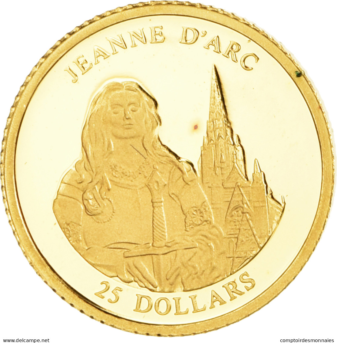 Monnaie, Libéria, Jeanne D'Arc, 25 Dollars, 2001, American Mint, Proof, FDC, Or - Liberia