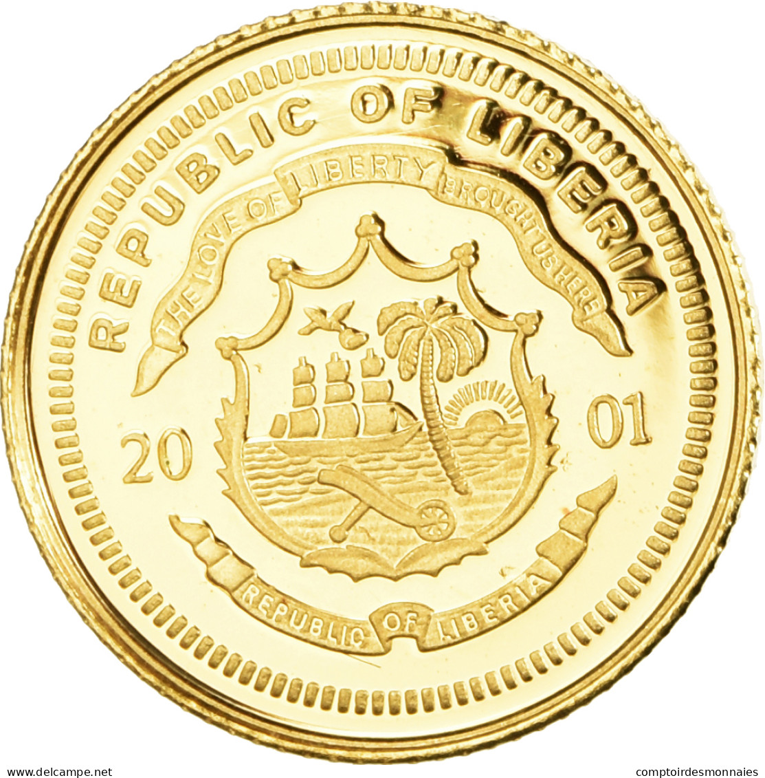 Monnaie, Libéria, Jeanne D'Arc, 25 Dollars, 2001, American Mint, Proof, FDC, Or - Liberia