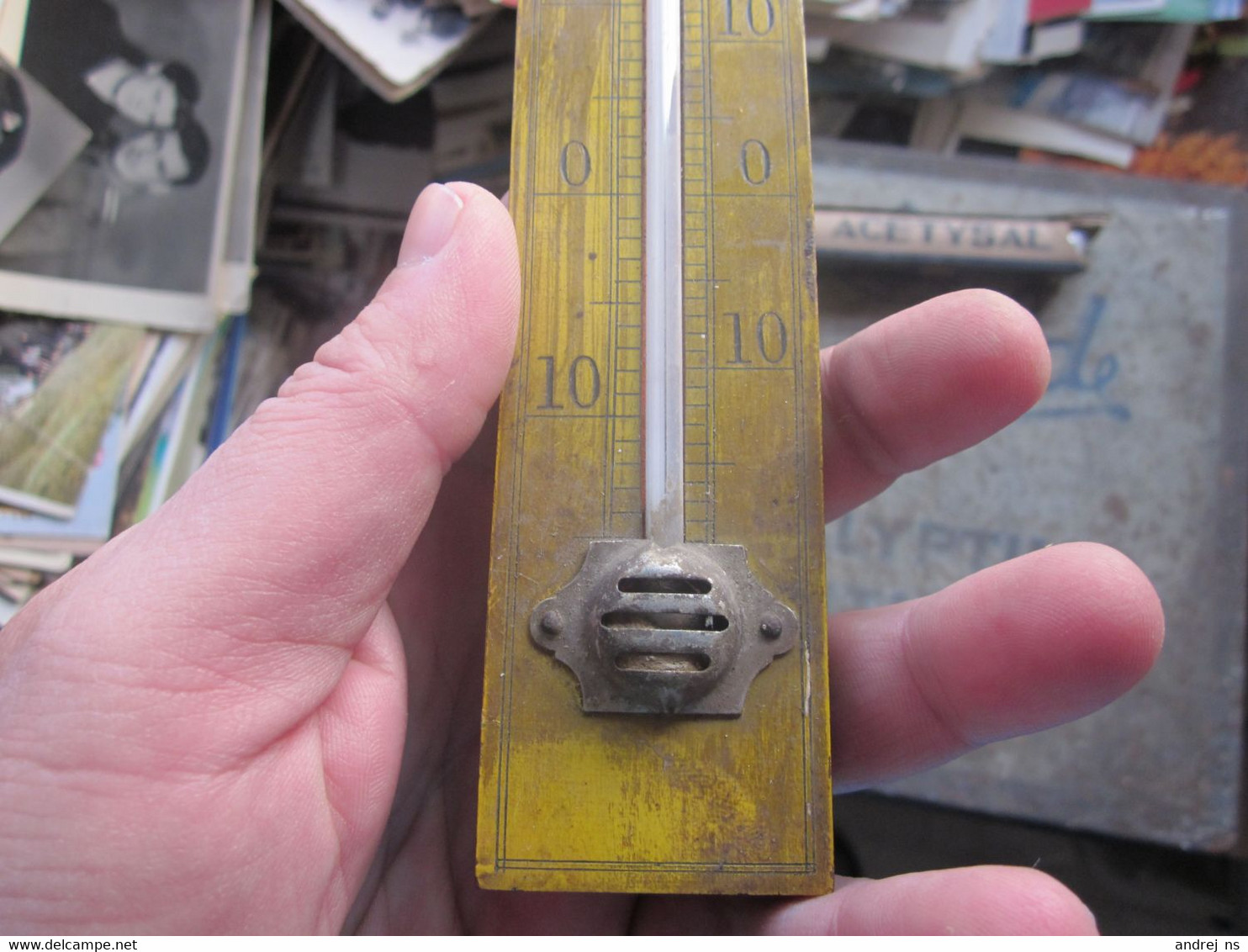 Old Wooden Thermometer Around 1920-1930 Dimensions 25 Cm - Otros Aparatos