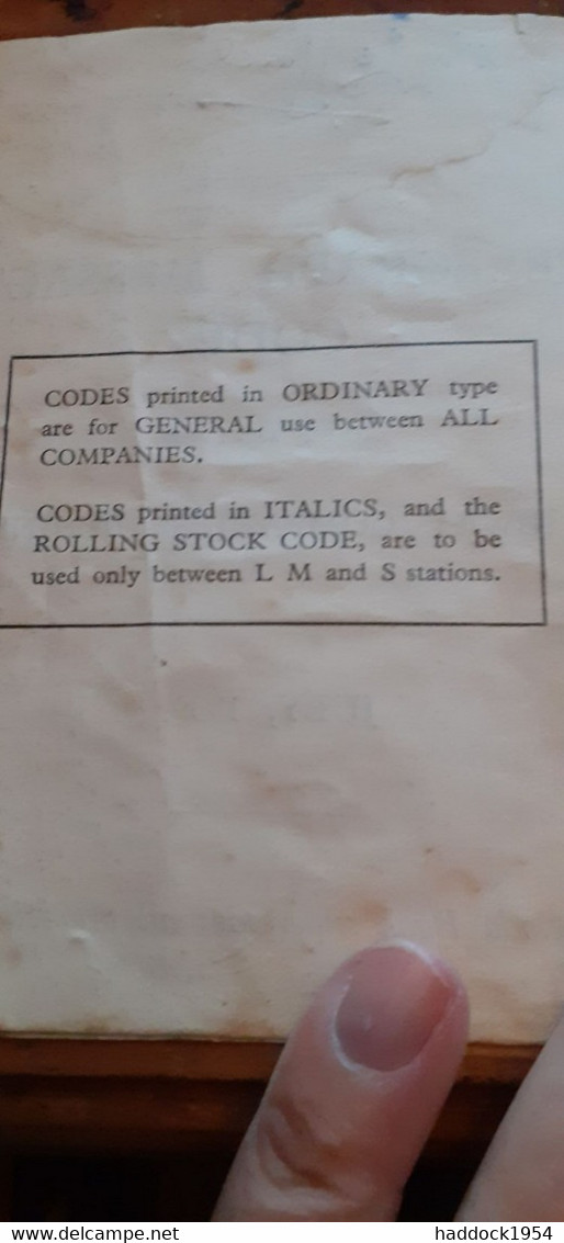 Telegraph Message Code To Be Used Upon Railway Companies' Business LONDON MIDLAND AND SCOTTISH RAILWAY 1939 - Sonstige & Ohne Zuordnung