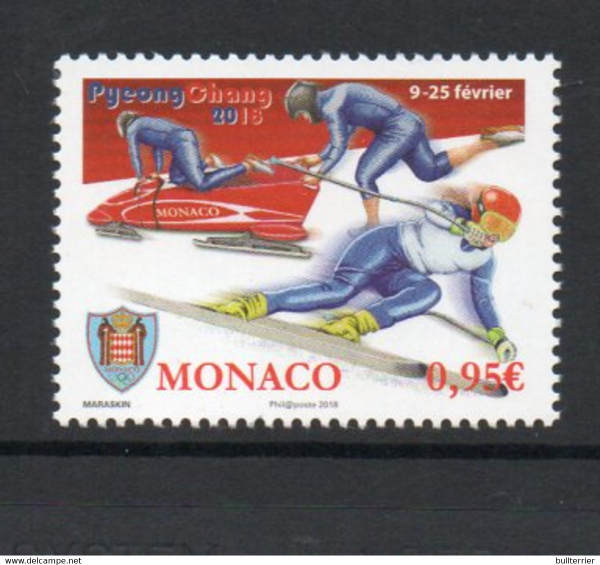 OLYMPICS - MONACO   - 2018 - PYEONGCHANG WINTER OLYMPICS   MINT NEVER  HINGED - Hiver 2018 : Pyeongchang