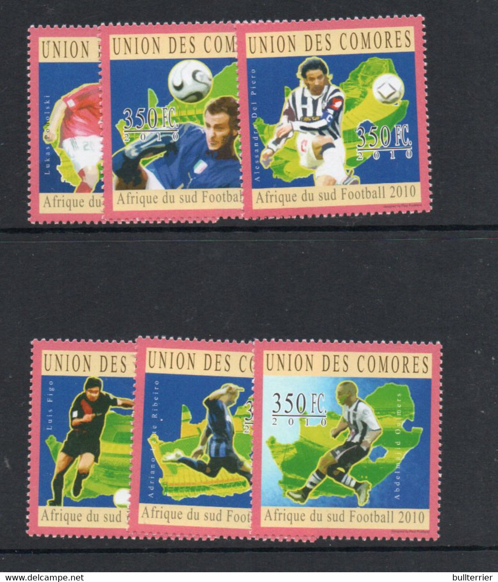 SOCCER - COMOROS - 2010- WORLD CUP SOUTH AFRICA SET OF 6  MINT NEVER HINGED - 2010 – África Del Sur