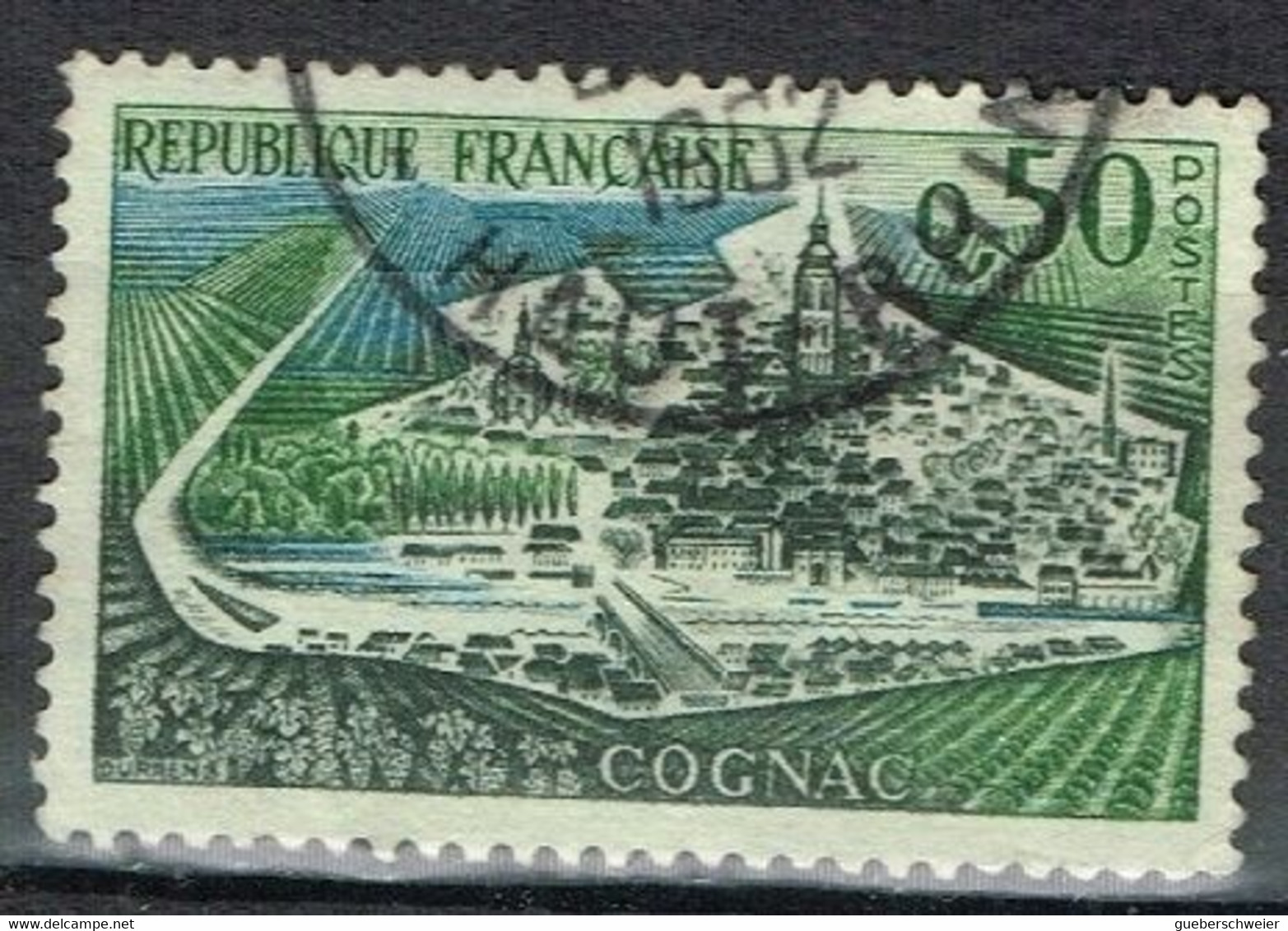 FR VAR 54 - FRANCE N° 1314d Obl. Variété Péniche Effacée - Oblitérés