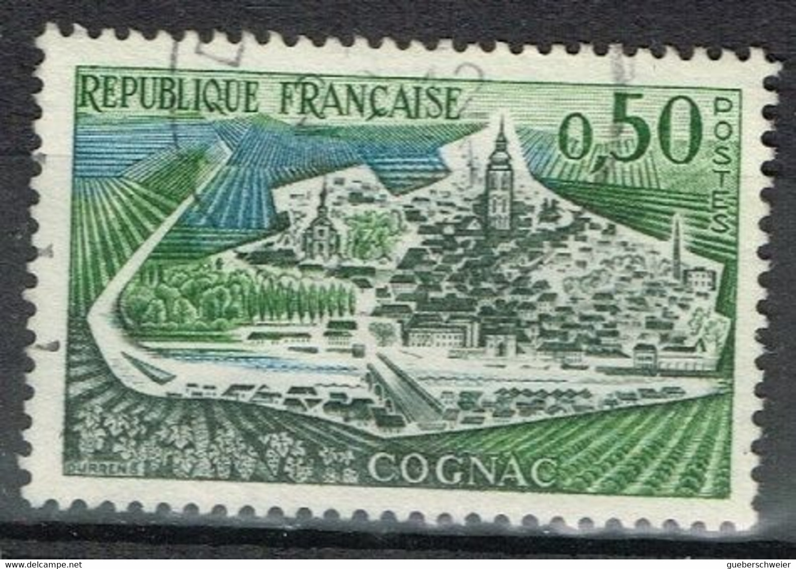 FR VAR 54 - FRANCE N° 1314d Obl. Variété Péniche Effacée - Used Stamps