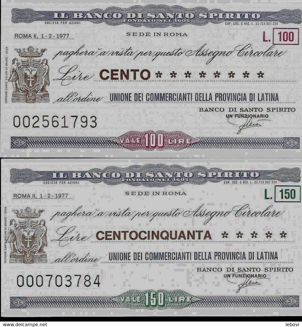 ITALIE – Il Banco Di SANTO SPIRITO All Ordine Unione Dei Ommercianti Della Provincia Di LATINA (1977) – Lot De 2 ----> - [ 4] Emisiones Provisionales