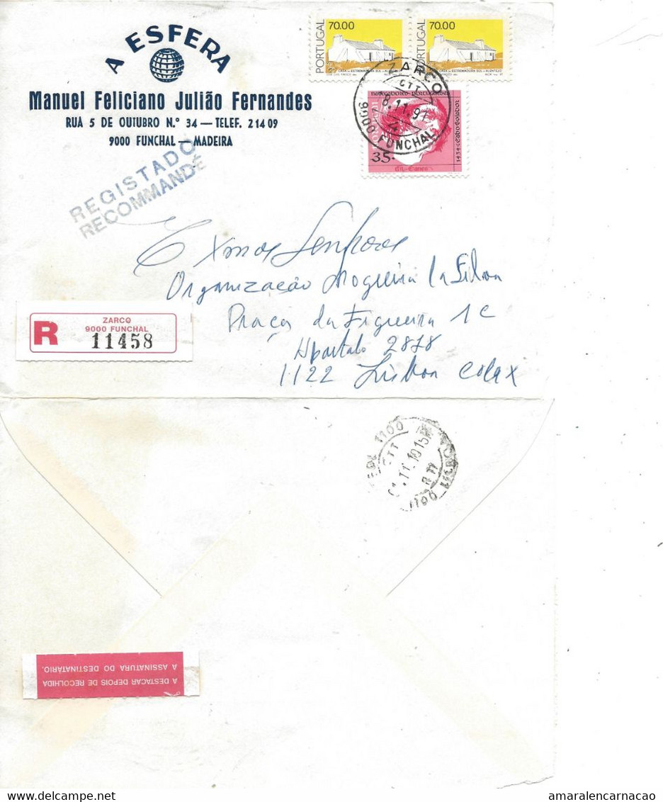 TIMBRES - STAMPS -  MARCOPHILIE - LETTRE RECOMMANDÉ - PORTUGAL - TIMBRE NAVEGATEUR GIL EANES ET AUTRES - Brieven En Documenten