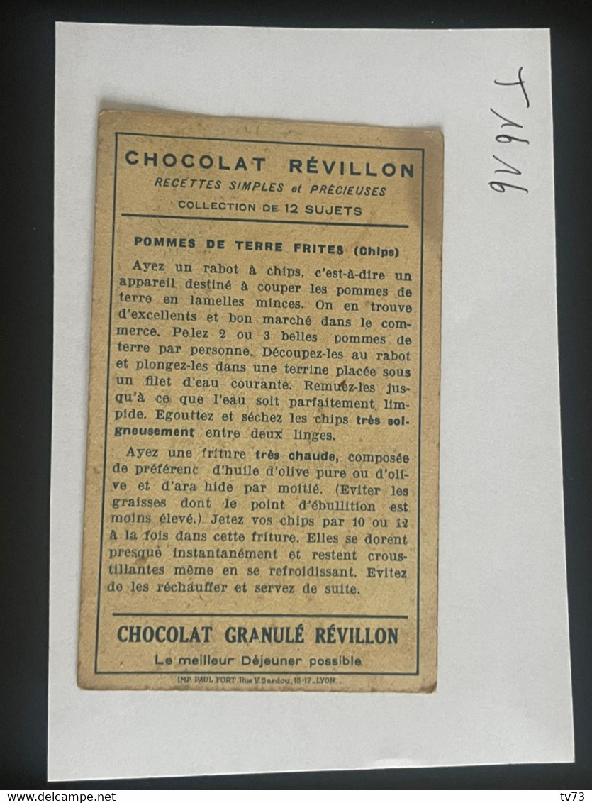 T1616 - Chromo - Chocolat REVILLON Pommes De Terre Frites ( Chips ) Huile D'olive - Revillon