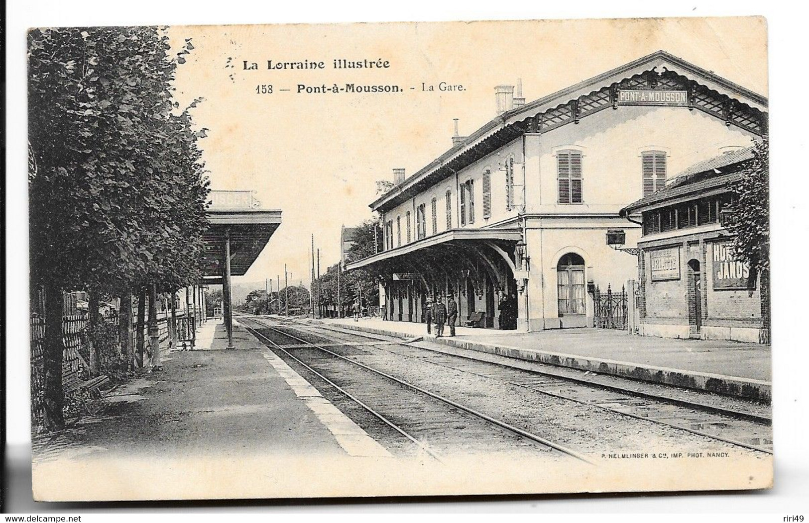 CP 54 Pont-à-Mousson, La Gare, Intérieure, Contrôleurs,  Publicités,... 1906 Voyagée N°158 - Pont A Mousson