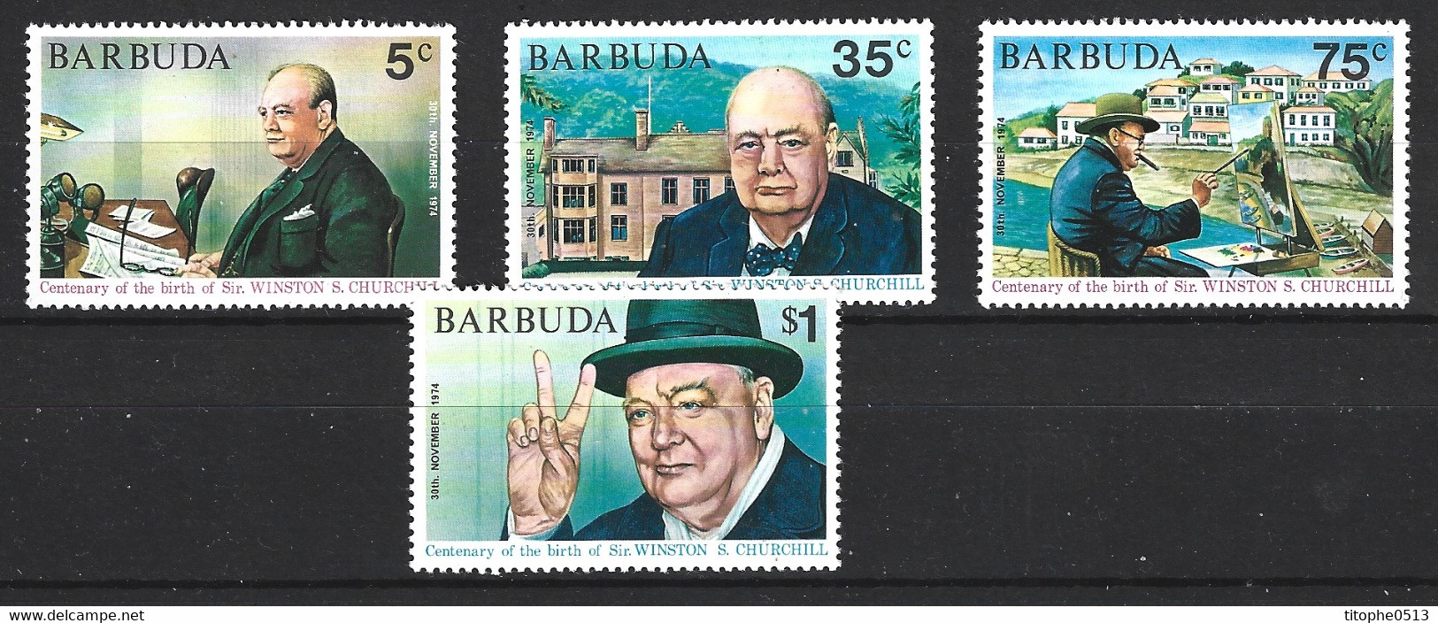 BARBUDA. N°187-90 De 1974. Churchill. - Sir Winston Churchill