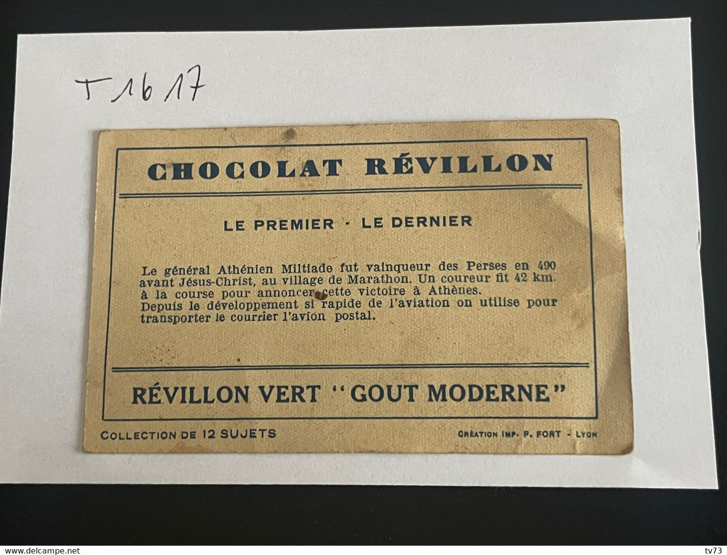 T1617 - Chromo - Chocolat REVILLON - Le Courrier - Coureur De Marathon - L'avion Postal - Revillon